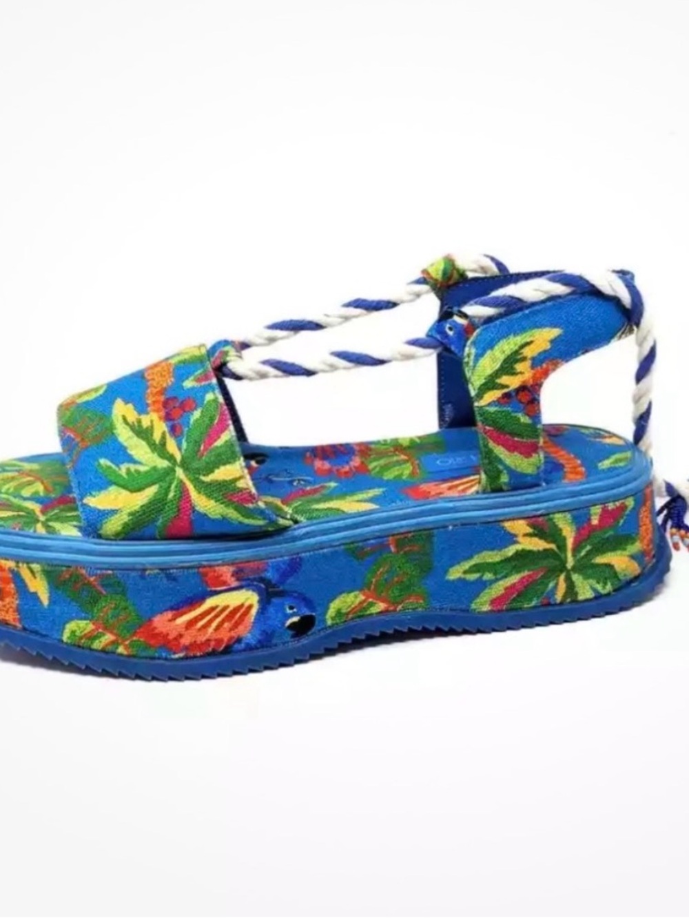 FARM Rio Blue Tropical Print Rope Sandals - Picture 3 of 3